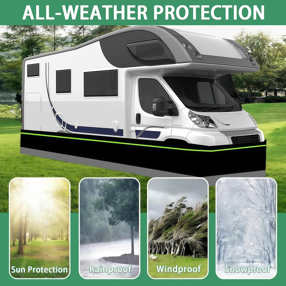 Battiscopa per camper resistente per rimorchi da viaggio, gonna per camper fai da te con fondo in rete di ferro, fibra di poliestere impermeabile per il freddo