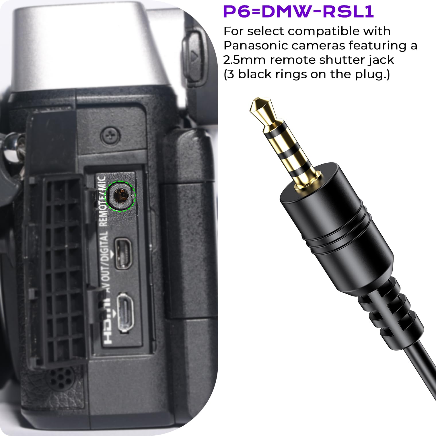 AODELAN Telecomando Ricaricabile Per Fotocamera Panasonic, Wireless E Cablato Per Panasonic Lumix S5II, S5IIX, S5, S1H, GH6, GH5 II, GH5, G97, GH7, G9 II, Sostituisce DMW-RSL1