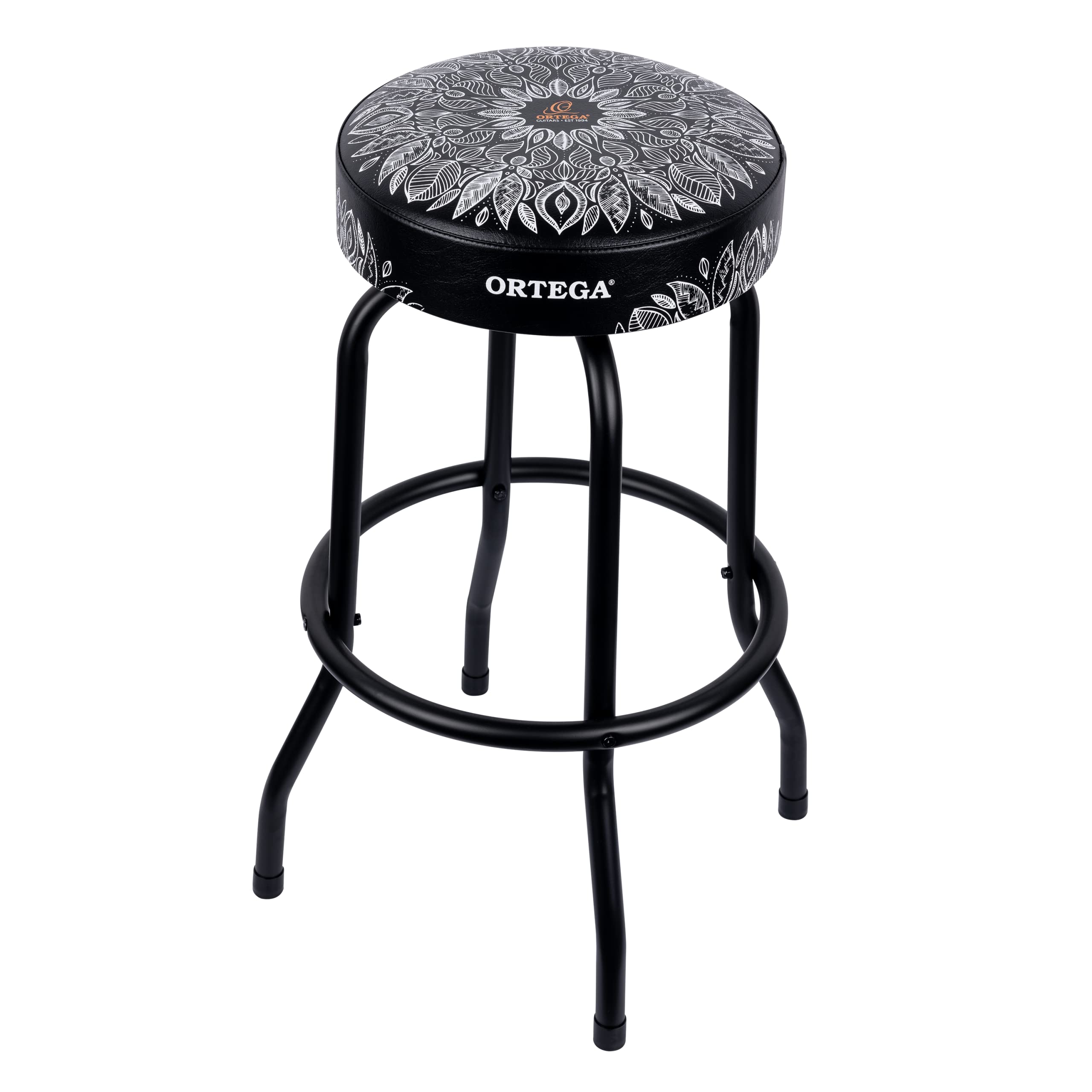 Ortega Guitars gepolsterter Stage Hocker – für Bühne, Bar, Studio, Showroom – 76 cm Höhe – White Kaleidoscope (OBS30-WHKC)