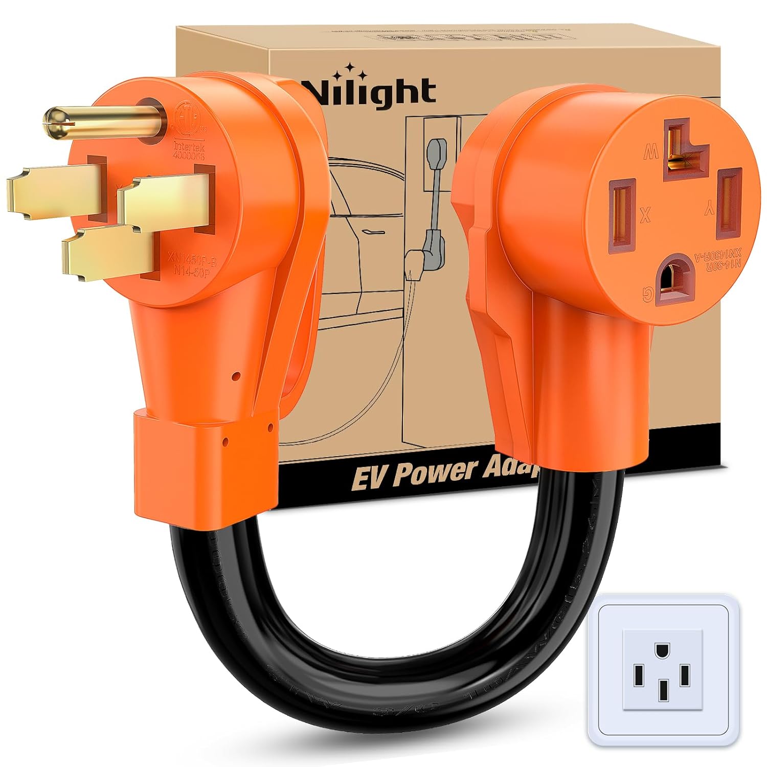 Nilight EV Dryer Charger Adapter Cord 50Amp to 30Amp 4 Prong Pure Copper 125V/250V Outlet to Plug Conversion Heavy Duty 10 Gauge Wire 14-50P 14-30R 50M/30F