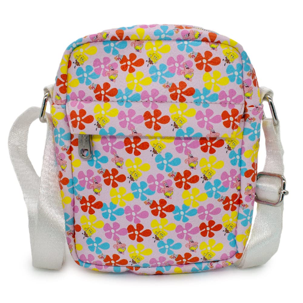 Buckle Down Nickelodeon Spongebob Squarepants Flower Collage Vegan Leather Crossbody Bag - 8x6.5 Inches - View #11