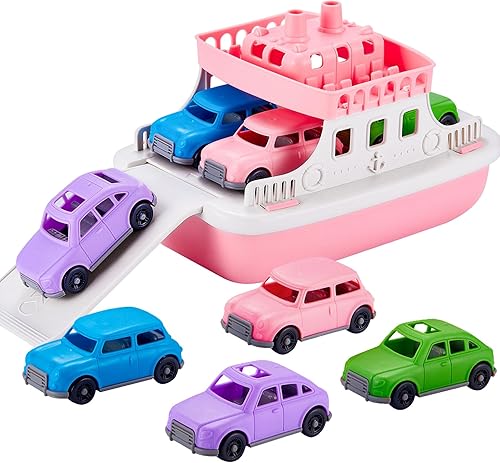 Miniatura 1 de Juego de juguetes de barco de ferry con 4 mini autos, juguetes de baño sin moho para niños, juguetes de baño para niñas de 4 a 8 años de edad,