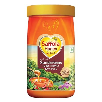 Saffola Honey Active, Made with Sundarban Forest Honey, 100% Pure Honey, No sugar adulteration, Natural Immunity booster