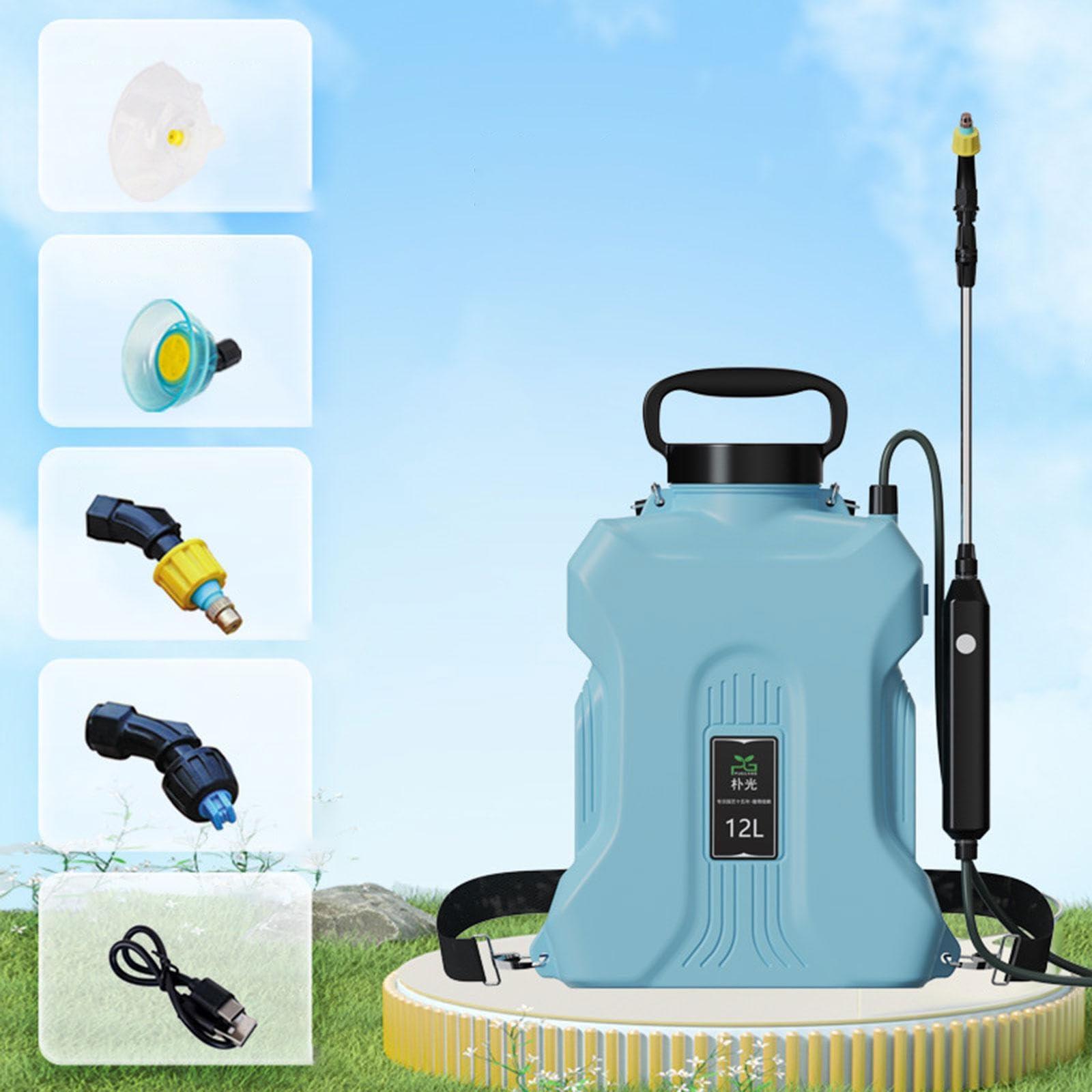 Harilla Pulverizador eléctrico de jardín con Lanza retráctil de 12 litros, Profesional, práctico, versátil y, Ideal para bañar Mascotas, Azul