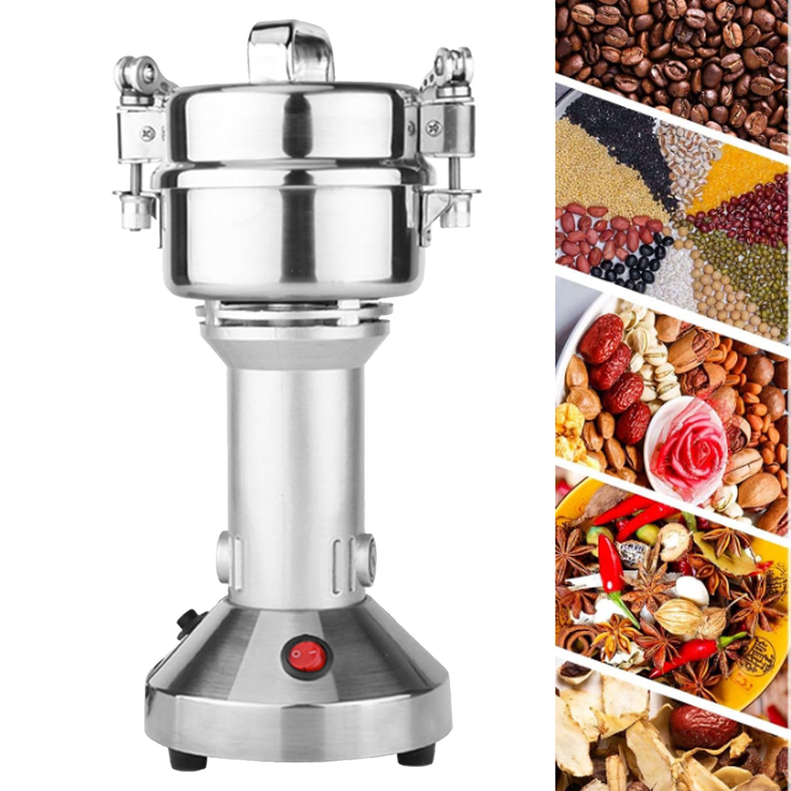 Broyeur à Grains Broyeur à éPices éLectrique Commercial Broyeur à Sec En Acier Inoxydable La Machine De Broyage Peut Rapidement éCraser Toutes Sortes D'Aliments