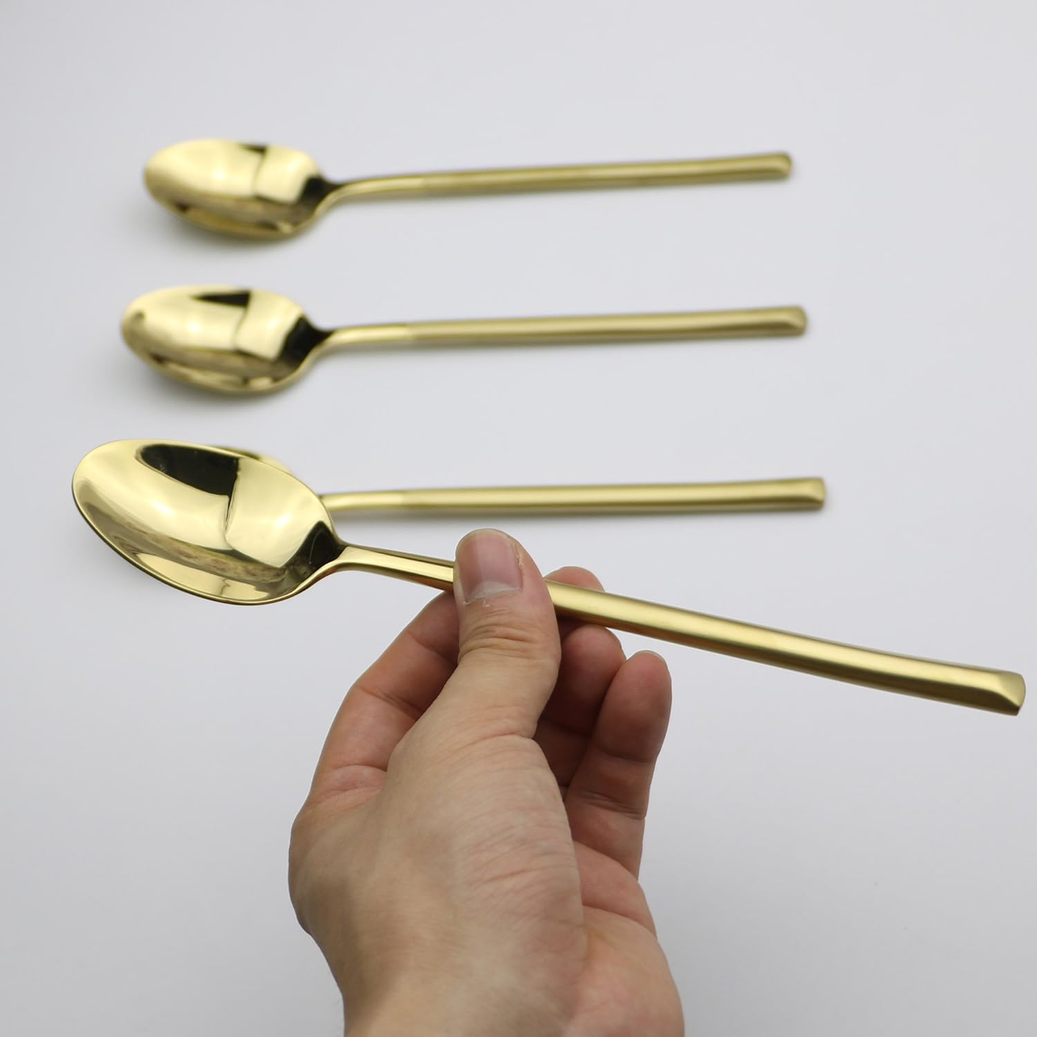 4 Piece 18/10 Stainless Steel Table Dinner Spoon Set, Mirror Gold