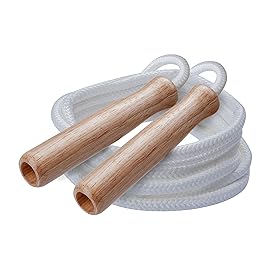 Champion Sports SR Series Classic Nylon Jump Rope with Wood Handles, 16-Feet, White (Single)