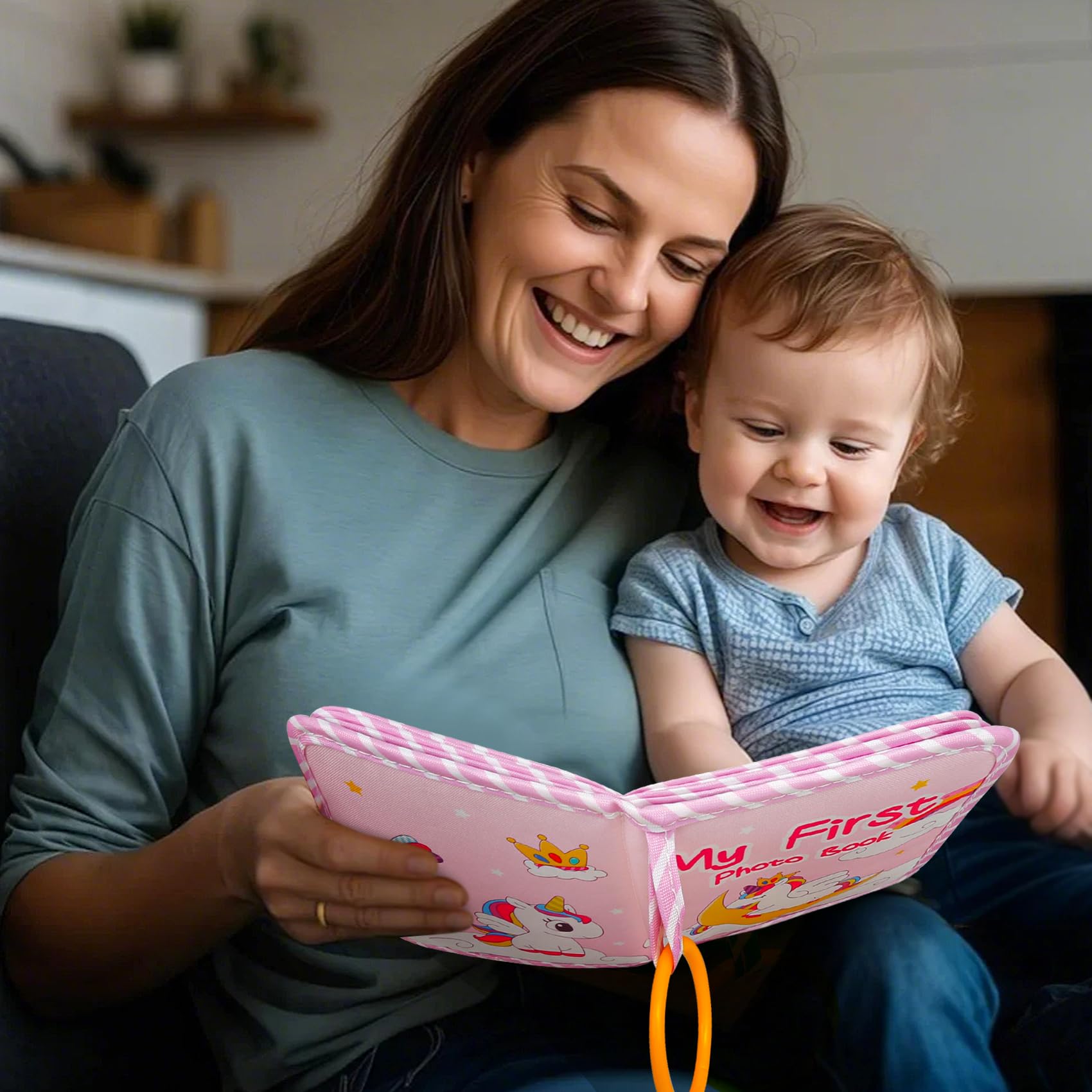 Baby-Fotoalbum, Erinnerungsbuch für Jungen und Mädchen, mit Spiegel für 10 x 15 cm, perfektes Geschenk für Babyparty, Neugeborene, Familienfotos