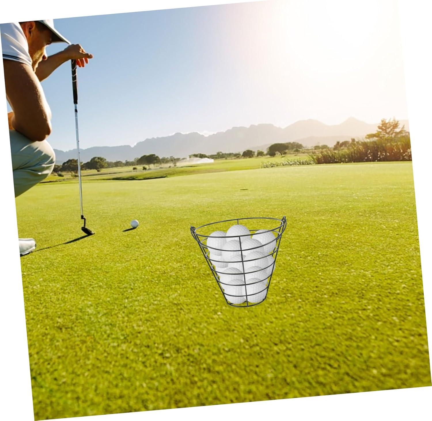 2Pcs Golf Ball Basket Storage Holder with Handle Outdoor Sports Container for Golf Ball Collection and Easy Transport Pressure Resistant Design Medium