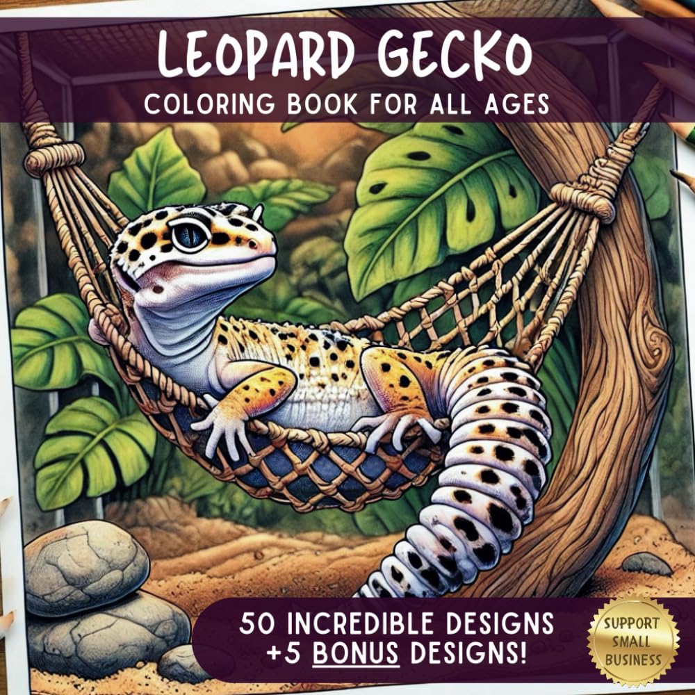Leopard Gecko Coloring Book for Adults and Kid Reptile Lovers
