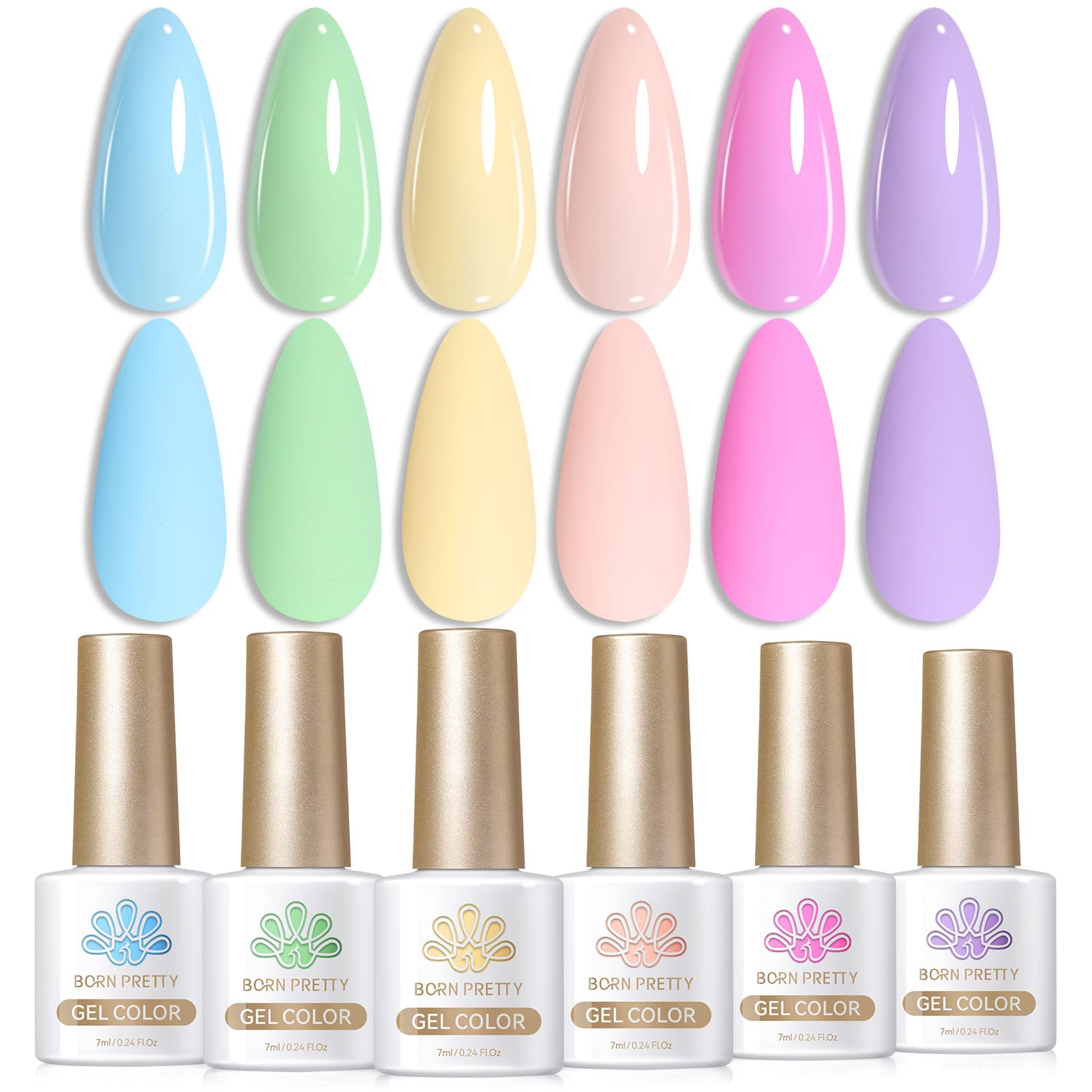 Born Pretty Pastel Gel Nail Polish Macaron Candy Sweet Color Gel Polish Spring Summer Gel Polish Nude Pink Yellow Purple Blue Green Colors Easter