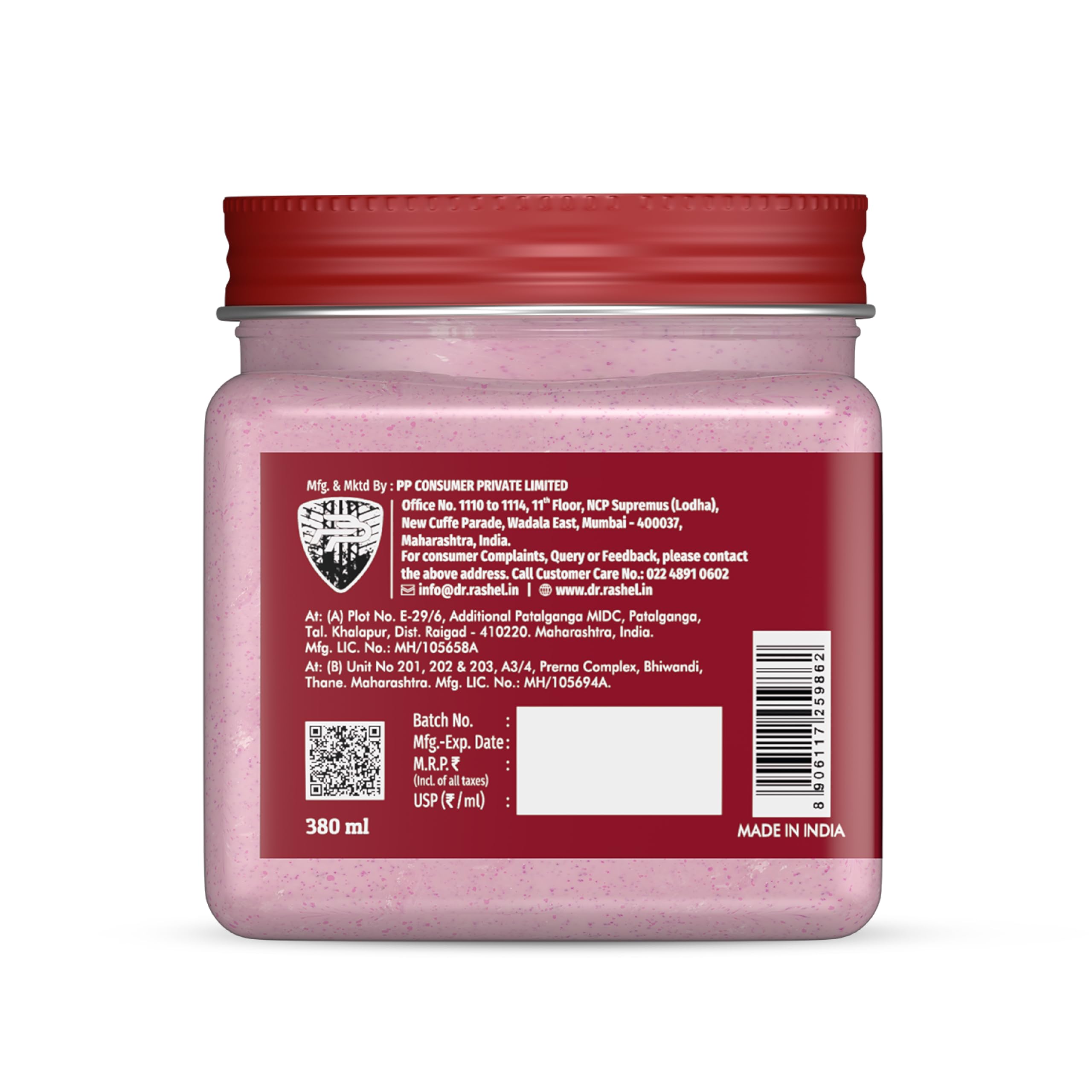 DR.RASHEL Red Wine Scrub | Natural Exfoliating Face & Body Scrub | With Antioxidants | For Youthful Glow | Paraben-Free | Anti-Aging Formula | 380 ml - Image 2 thumbnail