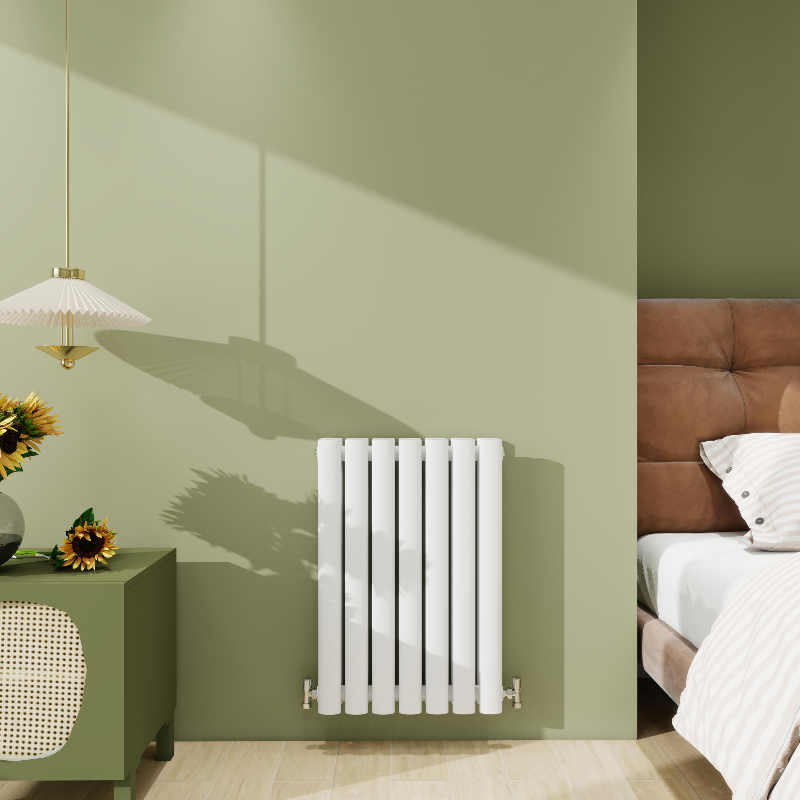 Biubiubath Radiator 600×413mm White Horizontal Double Oval Column Designer Central Heating Rad 1845 BTU