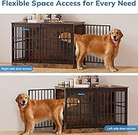 Vista 4 de Petrova Mueble de jaula para perros de 47 pulgadas para 1 perro, resistente para perros medianos y medianos, jaula de madera para perros con puerta