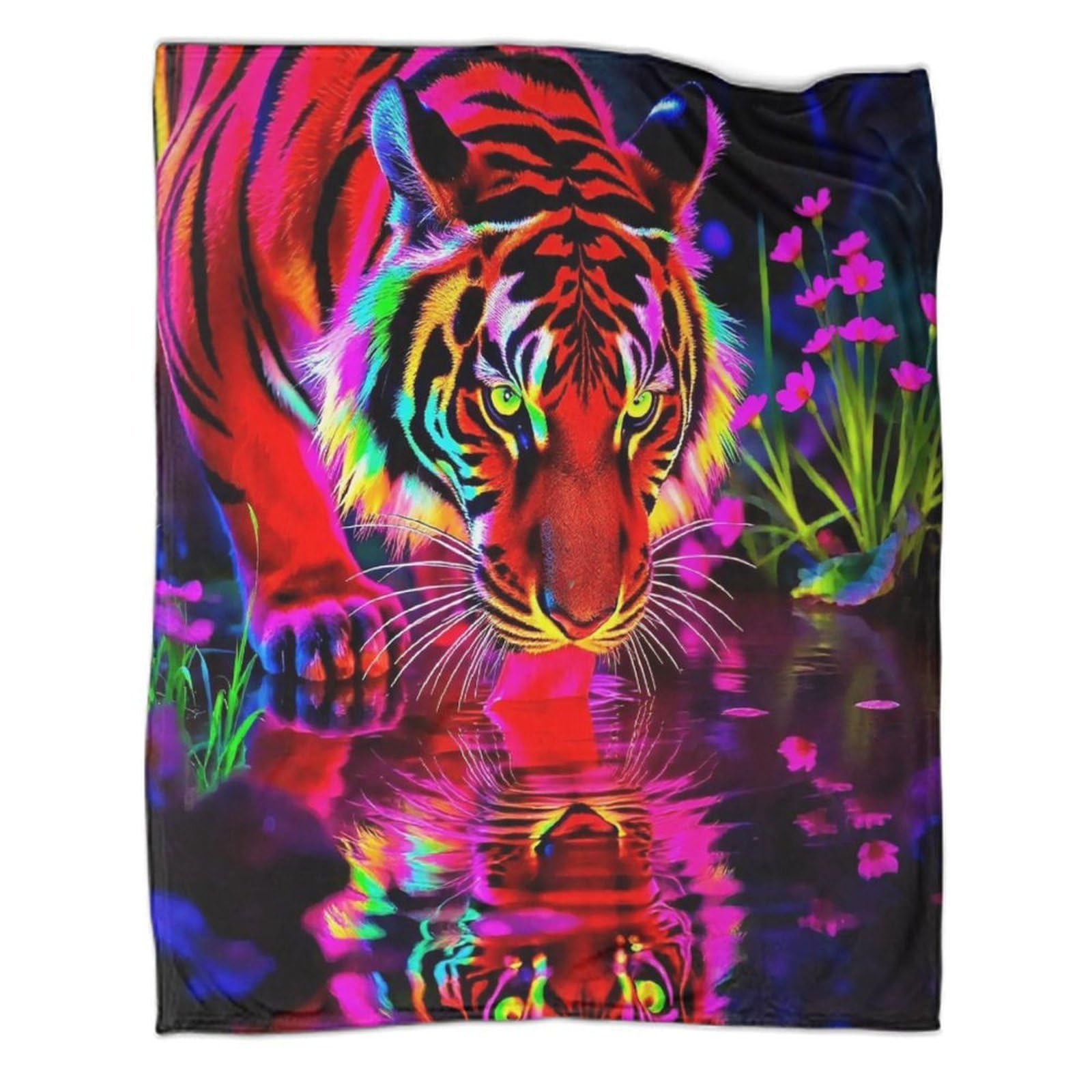 Couverture lit flanelle légère tigre pour soirées cocooning et nuits