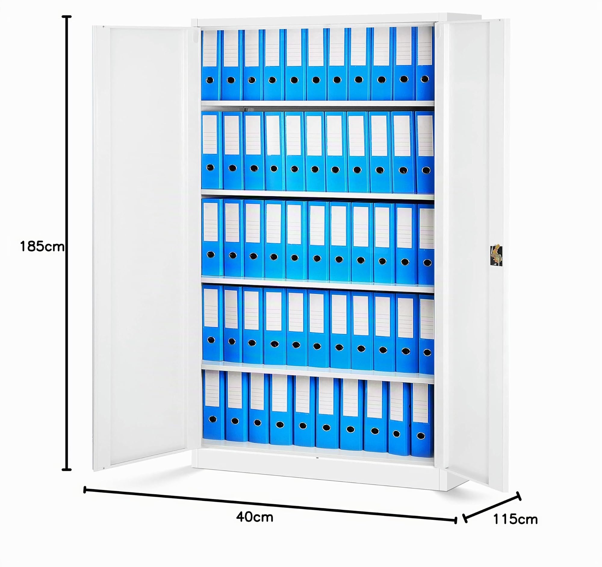 Jan Nowak Juego de 2 Armario de Oficina XXL Archivador Armario de Herramientas Metálico 4 Estantes con Recubrimiento de Polvo Se Puede Cerrar 185 cm x 115 cm x 40 cm (Blanco)