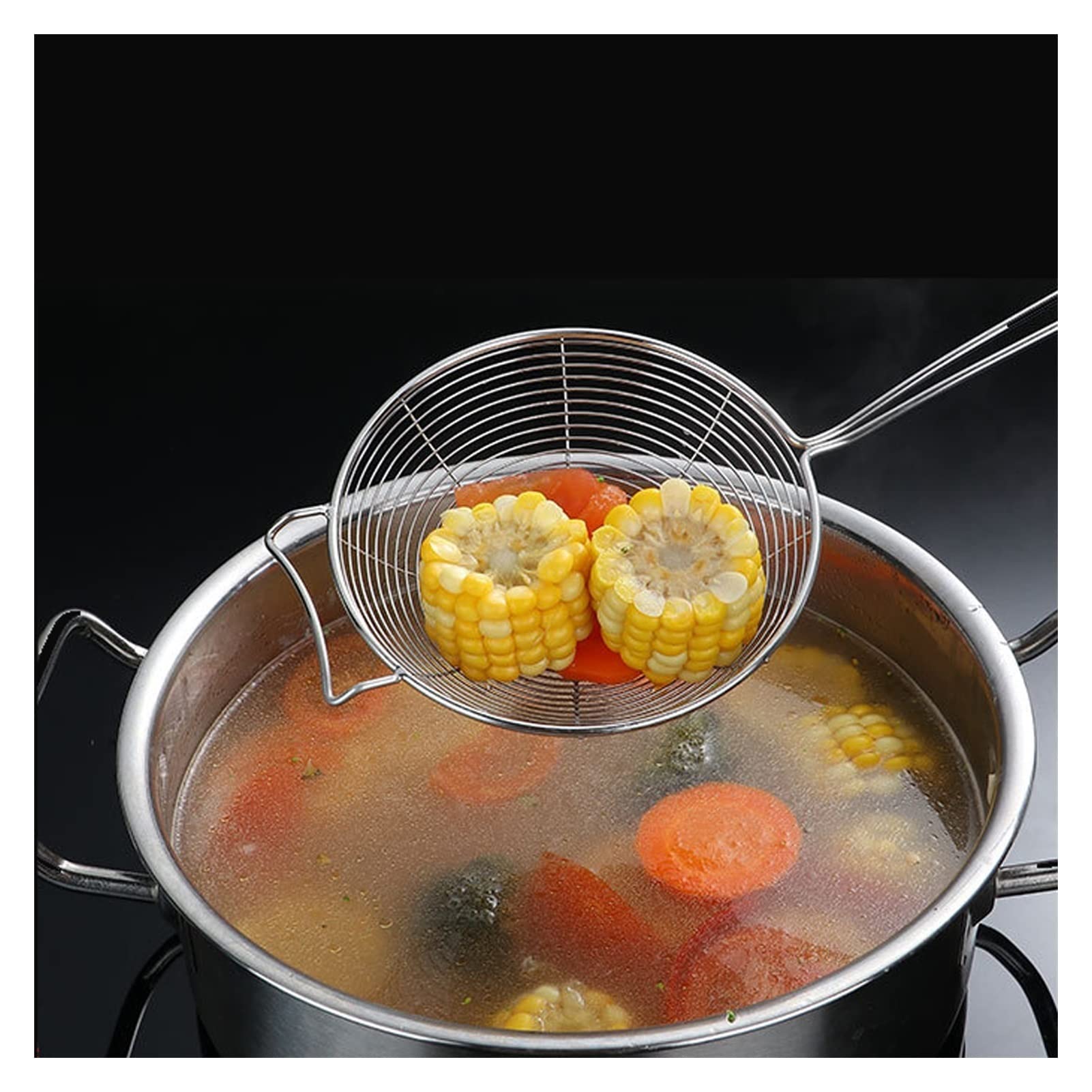 Espumadera de Cocina Espumadera de cocina con gancho, espumadera de acero inoxidable de 6,1/7,7 pulgadas, cuchara coladora multiusos perfecta for el hogar, restaurante, Hotel Cuchara Coladora ( Size :