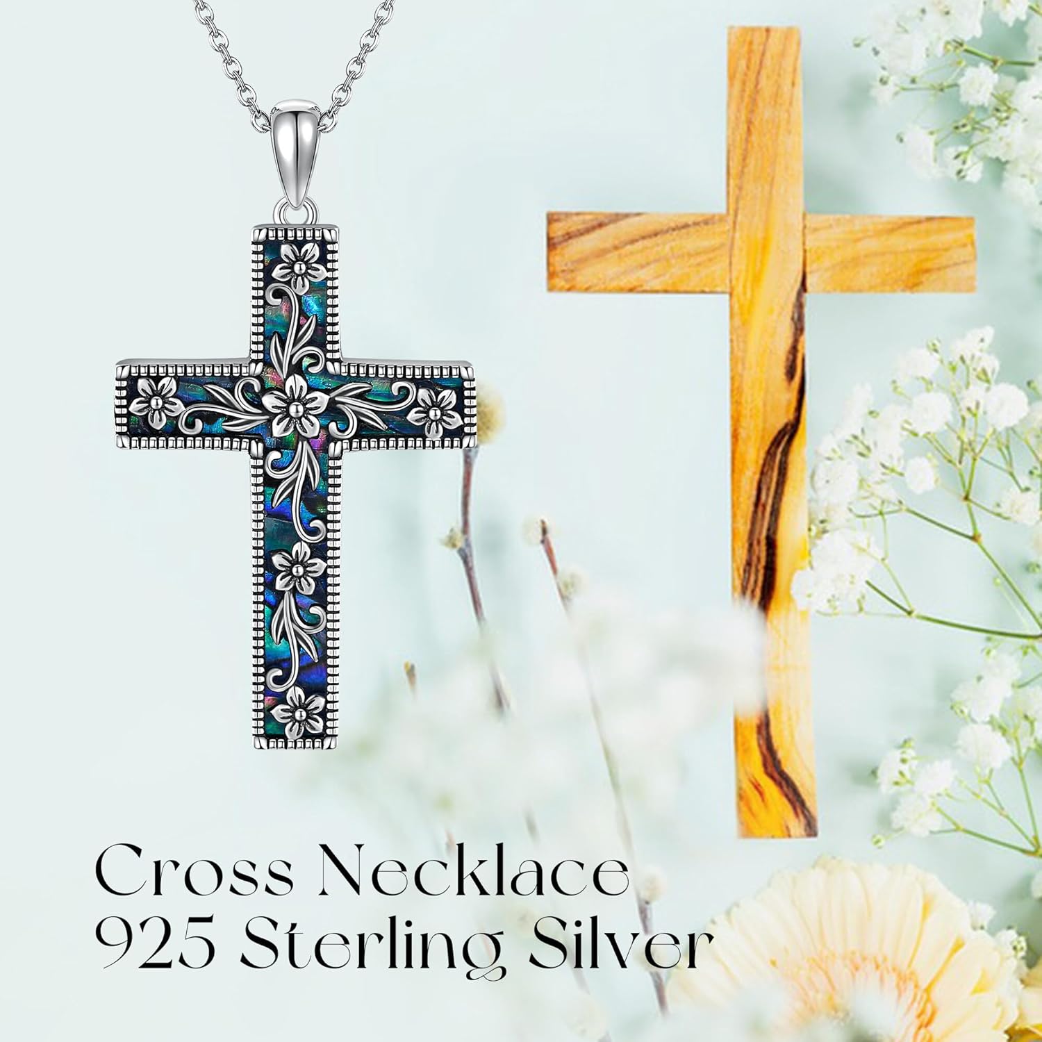 URONE クロスネックレス スターリングシルバー クロスフラワー