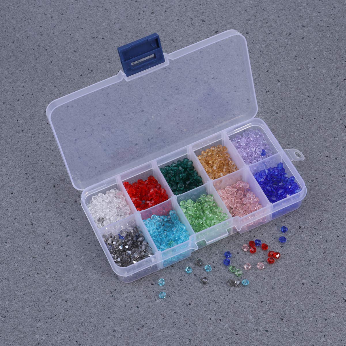 NUOBESTY 3000stücke Kristall-rhombus-perlen Farben Glasperlen Für Schmuckherstellung Für Armbänder Halsketten Und Bastelaccessoires Praktischer Aufbewahrungsbox