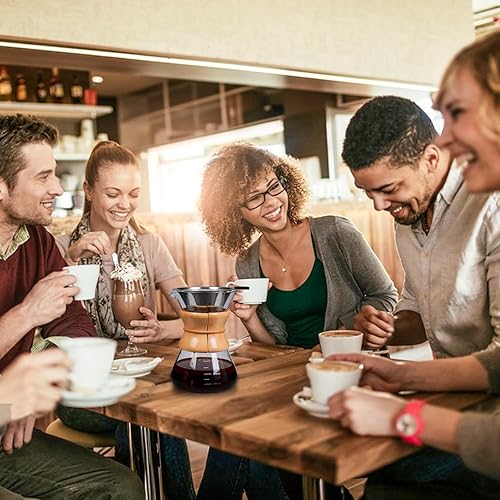 Miniatura 10 de COFISUKI Cafetera vertida con filtro de goteo de acero inoxidable reutilizable, jarra de café de vidrio de borosilicato sin plomo con collar de