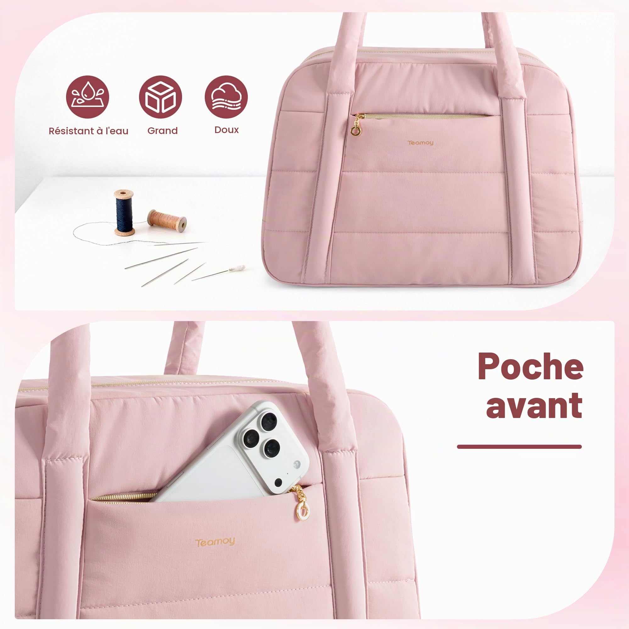 Teamoy Sac de Rangement Adapté à la Plupart des Machines à Coudre | Sac pour Machine à Coudre, Sac de Transport Rembourré pour Accessoires de Couture avec Passant pour Trolley