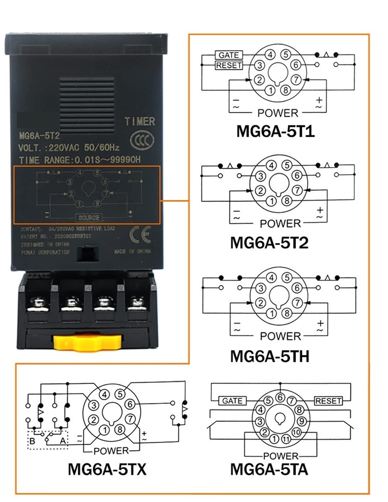 Produkt DH48S DC/AC24V AC220V Programmierbares Verzögerungsrelais 0,01S-99990h mit Sockelsockel DH48S Serie Zeitrelais 1St (Size : MG6A-5TH - 24V ACDC)