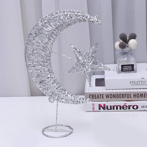 Miniatura 5 de Mobestech Decoración para árbol de Navidad brillante de hierro forjado luna estrella para decoración del árbol de Navidad