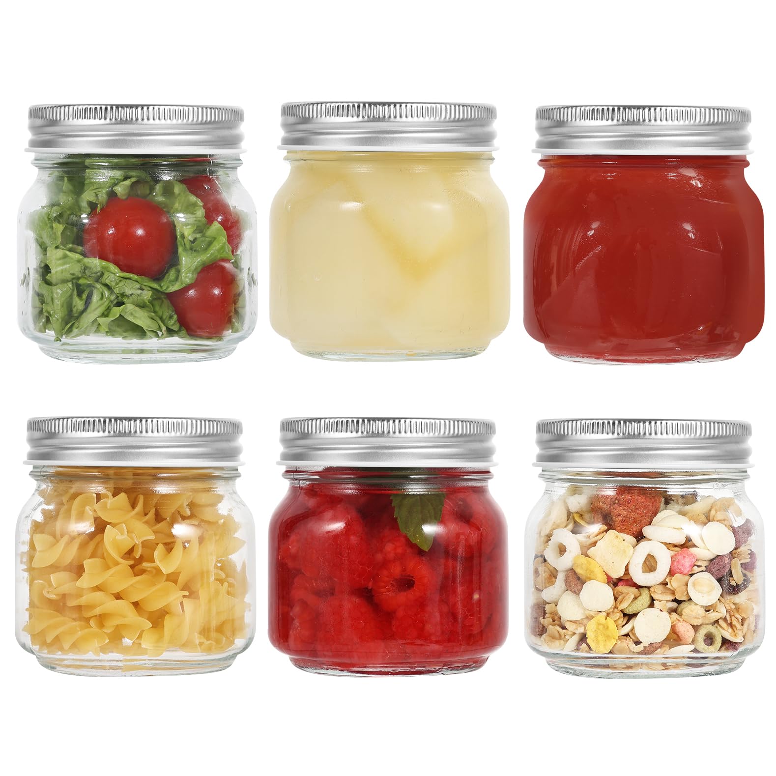 LIMILI Glass Jars with Lids, 6 Pack 250ml/ 8 oz Multipurpose Mason Jars with Lids, Food Storage for Overnight Oats, Jam, Salad, Sauce, Chutney — image 1