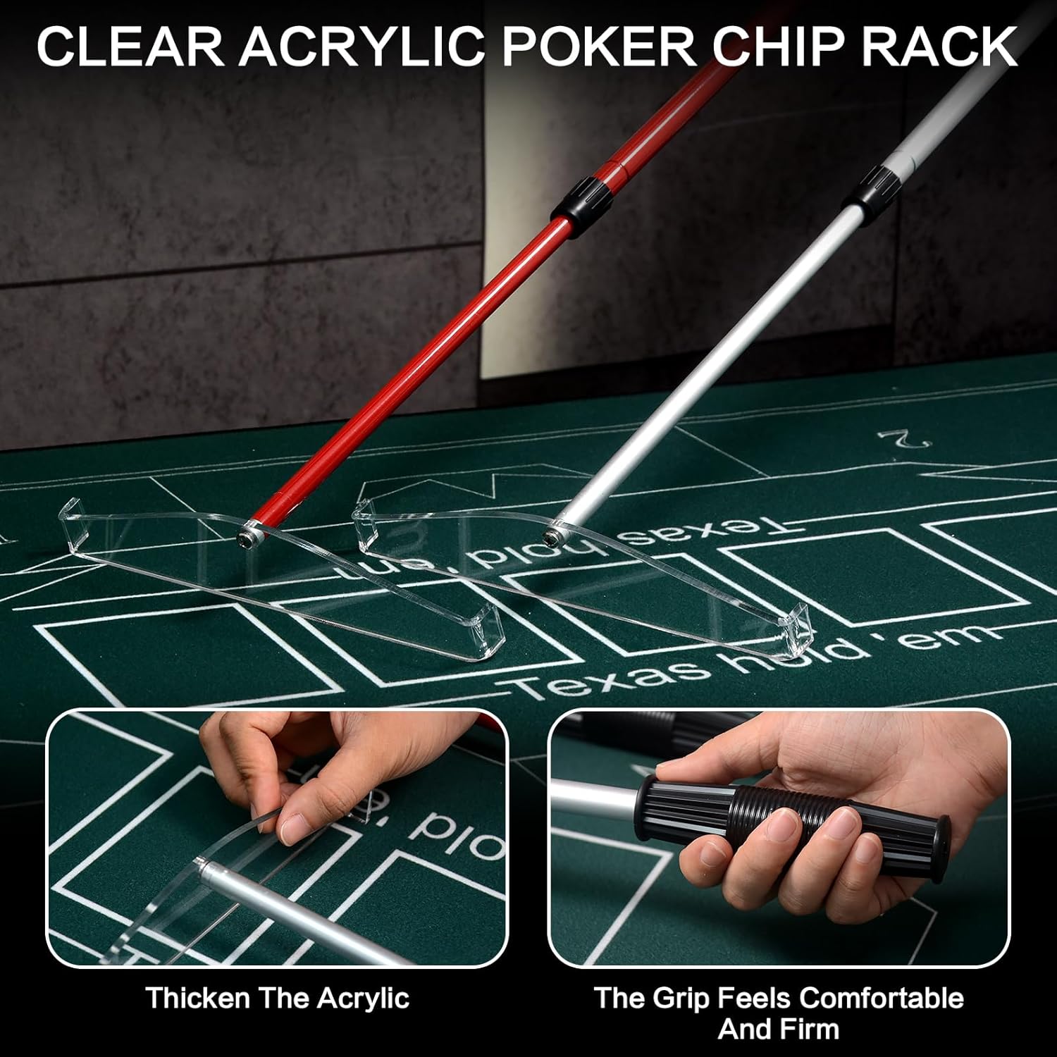 Amazon | 格納式チップ スティック - カジノ ポーカー チップ レーキ - アクリル プレミアム クルピエ スティック |ポーカーアクセサリー  チップハローコレクター テーブル ゲーム ブラックジャック チップスティック カードゲーム ポーカー ルーレット用 ... JIESITE ...