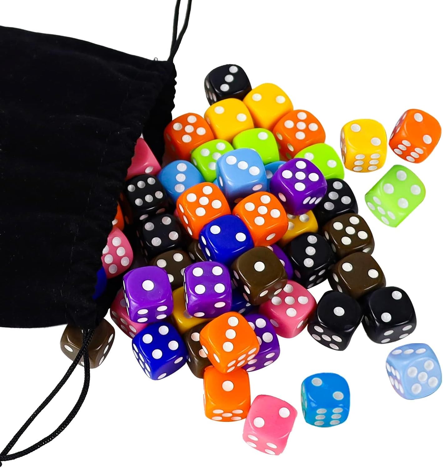 6 Sided Dice Set 10 Colors 16mm Acrylic Game Dice for DND, MTG, RPG, Tenzi, Yahtze, Bunco, Table Borad Games, Math Teaching (100 Pieces 10 Colors)