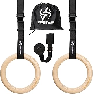 Gymnastic Rings - Durable Home Workout Equipment w/Adjustable Straps & Secure Buckle - Portable 1.25" Olympic Rings for Home & Gym - Exercise Rings for Workout Bodyweight Fitness Training