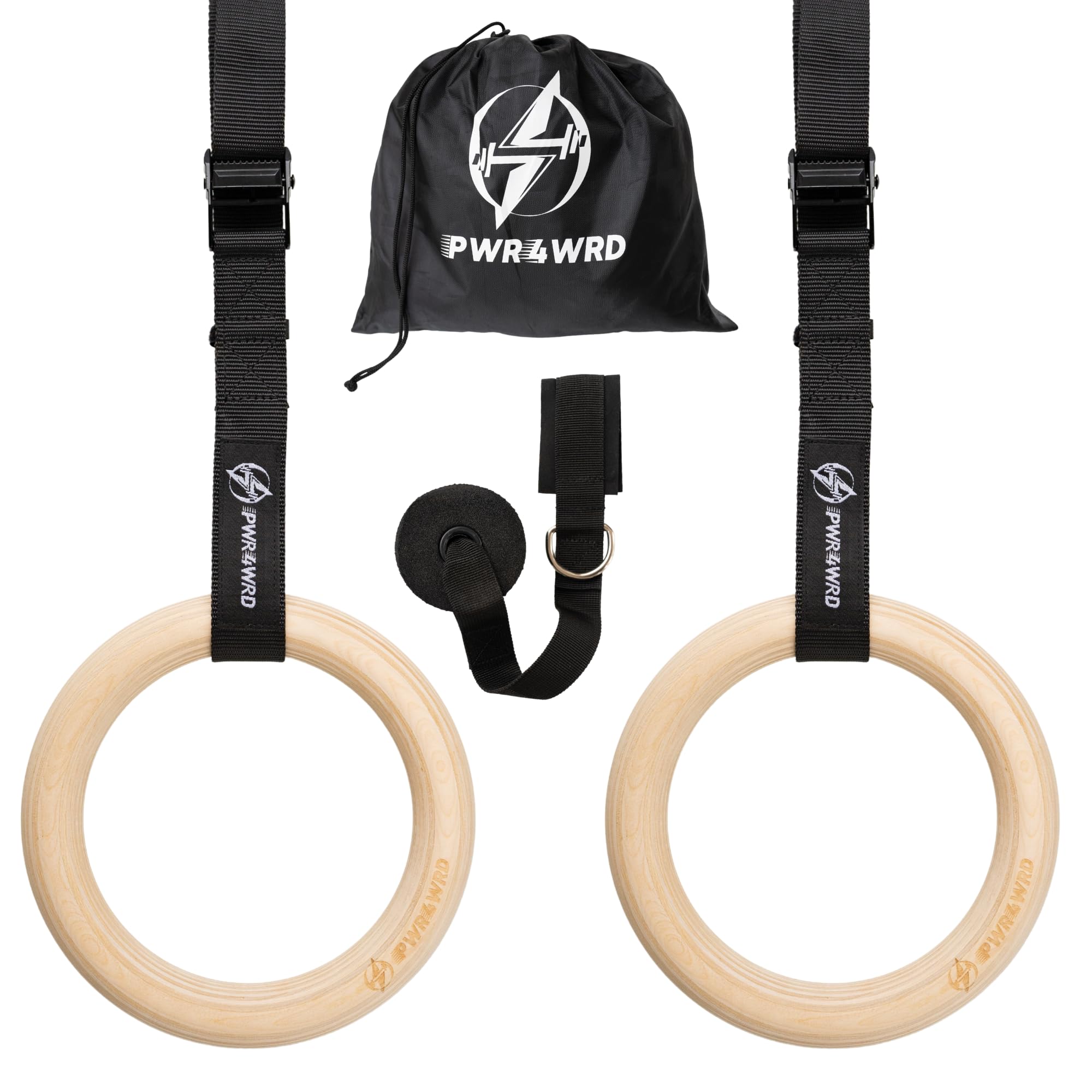 Gymnastic Rings - Durable Home Workout Equipment w/Adjustable Straps & Secure Buckle - Portable 1.25