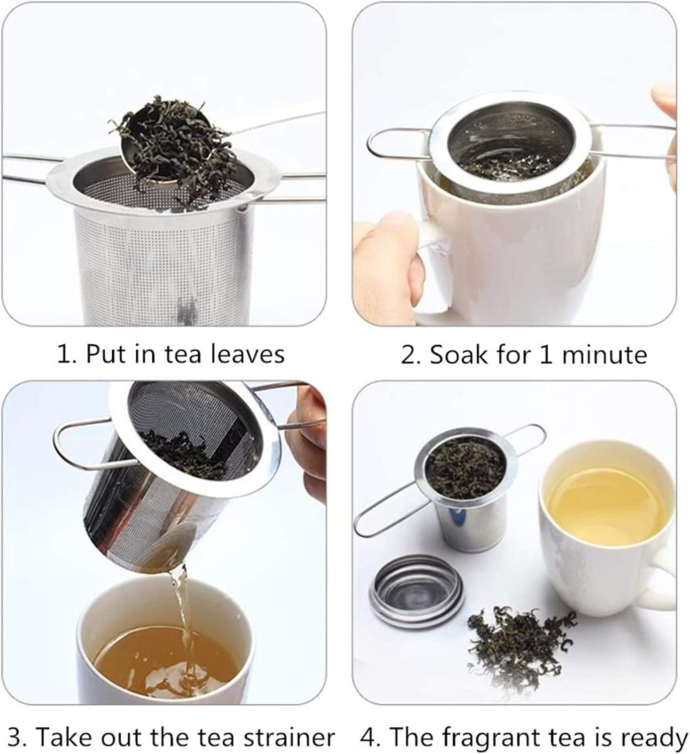 TuoTu Tea Infuser, 304 Stainless Steel Tea Strainer with Lid and Foldable Handle - Image 5