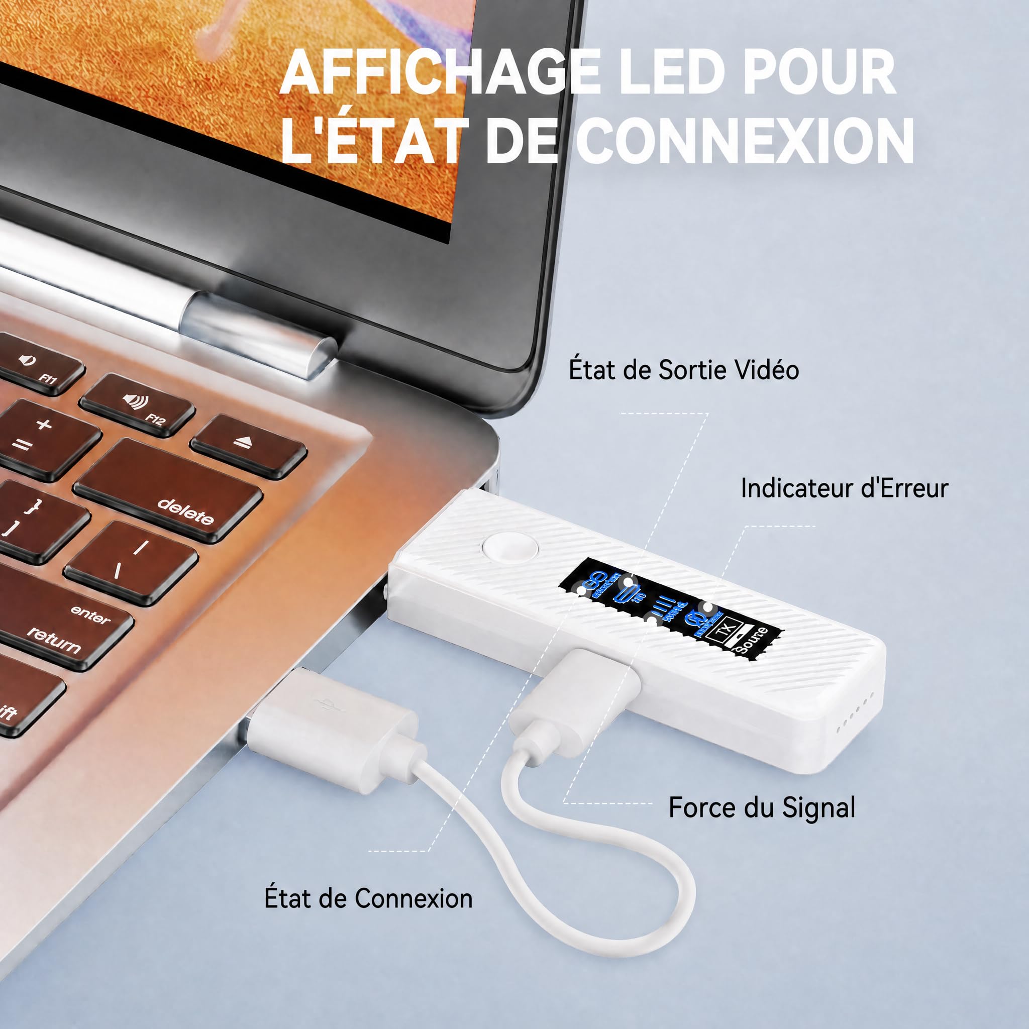 Moman Transmetteur HDMI sans Fil Transmission Stable sur 196FT Wireless HDMI Emetteur Recepteur avec écran LED Plug & Play Transmetteur from Laptop/PC/Camera (TX) to TV/Monitor/Projector (RX)