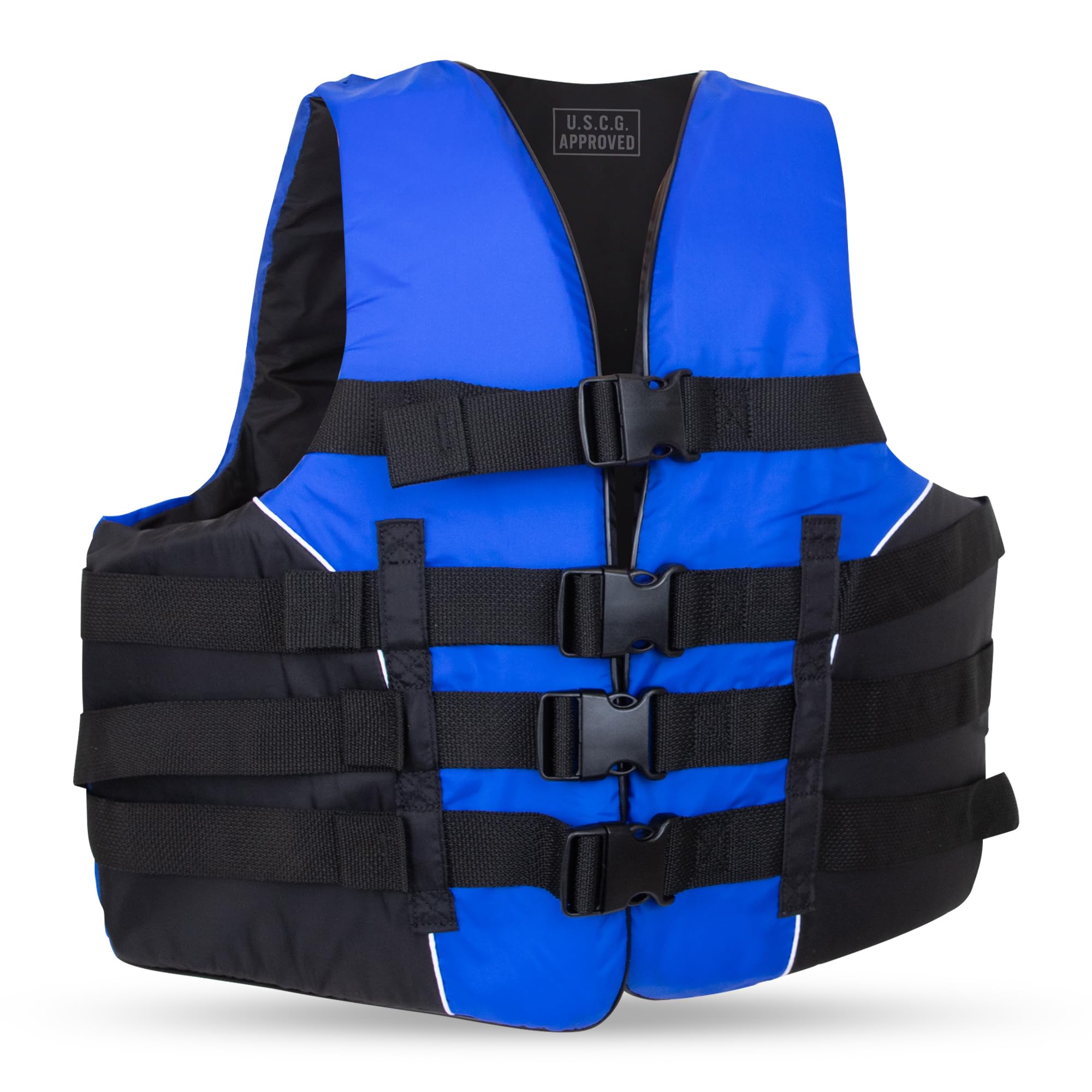 MW Adult 4-Buckle Dual-Sized Life Vest, USCG Approved Type III Life Jacket for Adults, Great for Boating, Fishing, Tubing, & Other Water Sports. (4X/6X)