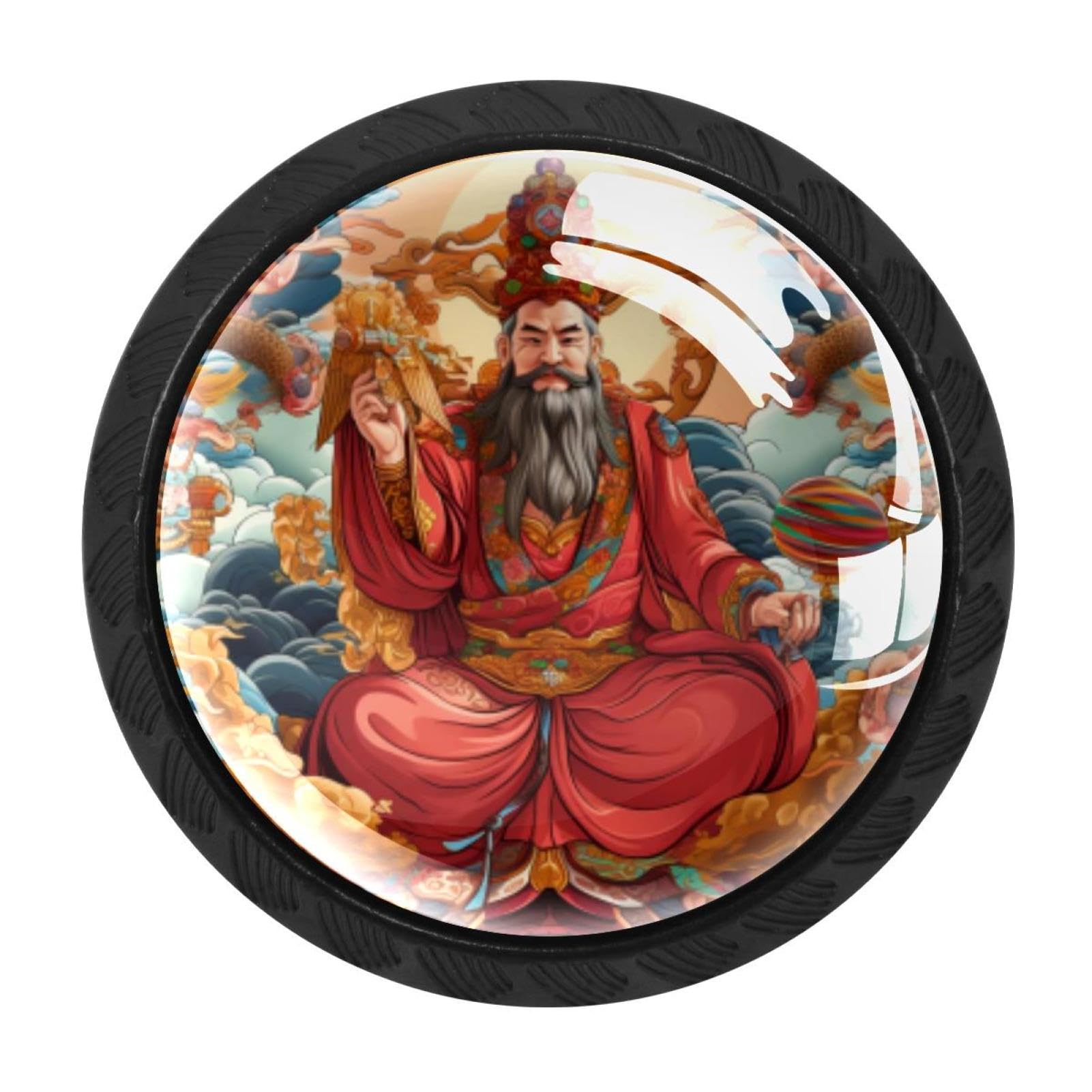 Chenzzzz Multicolored 09 4 Pieces The God Of Wealth Drawer Knobs, 35Mm Black Cabinet Knobs, Drawer Pulls And Knobs, Dresser Drawer Knobs, Cabinet Hardware Kitchen Cabinet Knobs