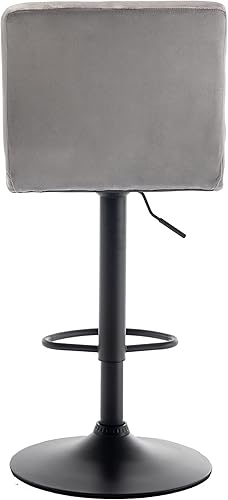 Miniatura 10 de BTEXPERT Juego de 2, taburetes de bar de altura de mostrador, sillas de bar modernas ajustables tapizadas de metal, giratorias, de terciopelo gris,