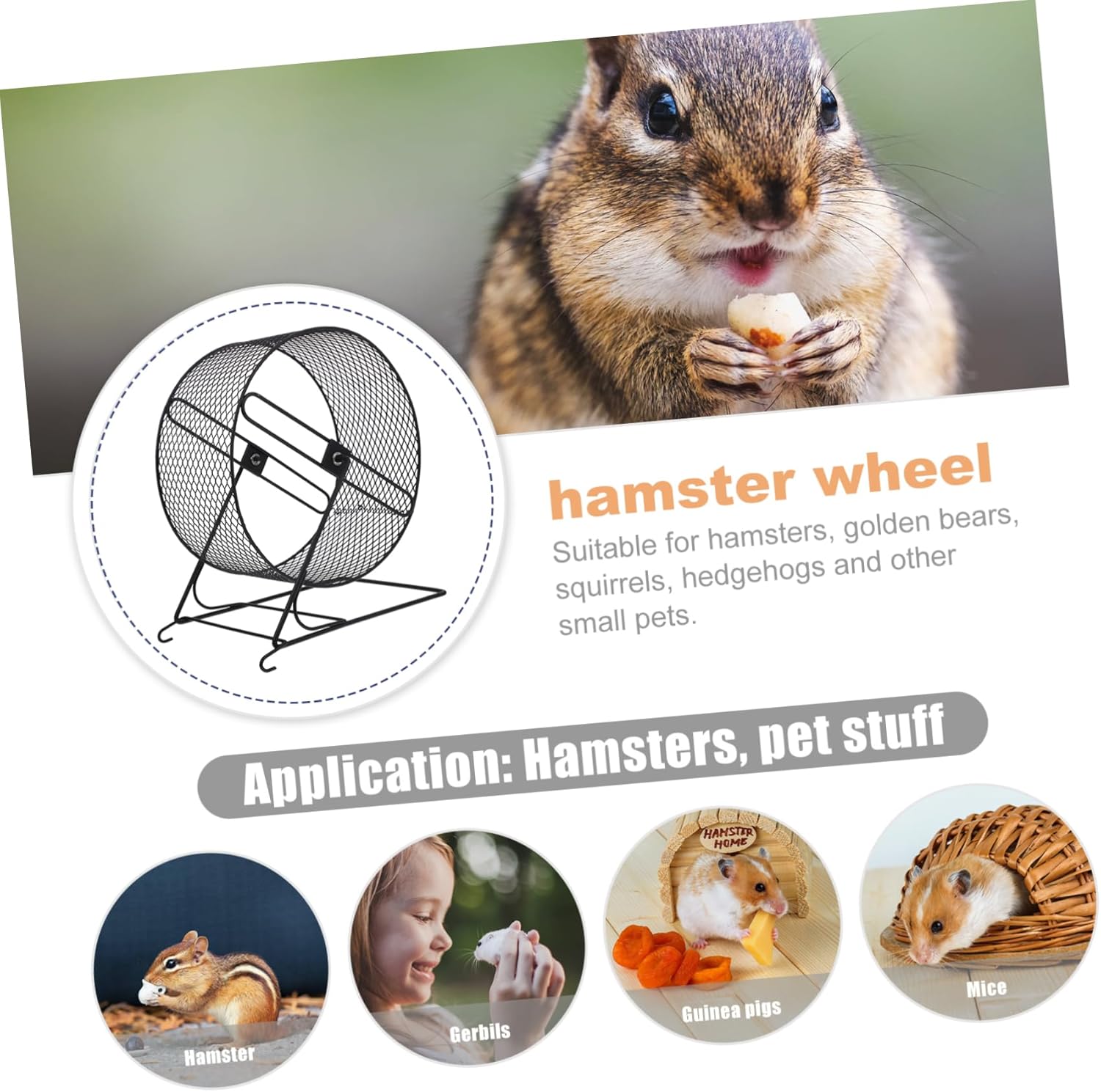 Silent Iron Hamster Running Wheel with Bracket for Small Animals Durable Exercise for Hamsters Squirrels Hedgehogs and Gerbils Wheel for Pet Entertainment and Nail Grinding
