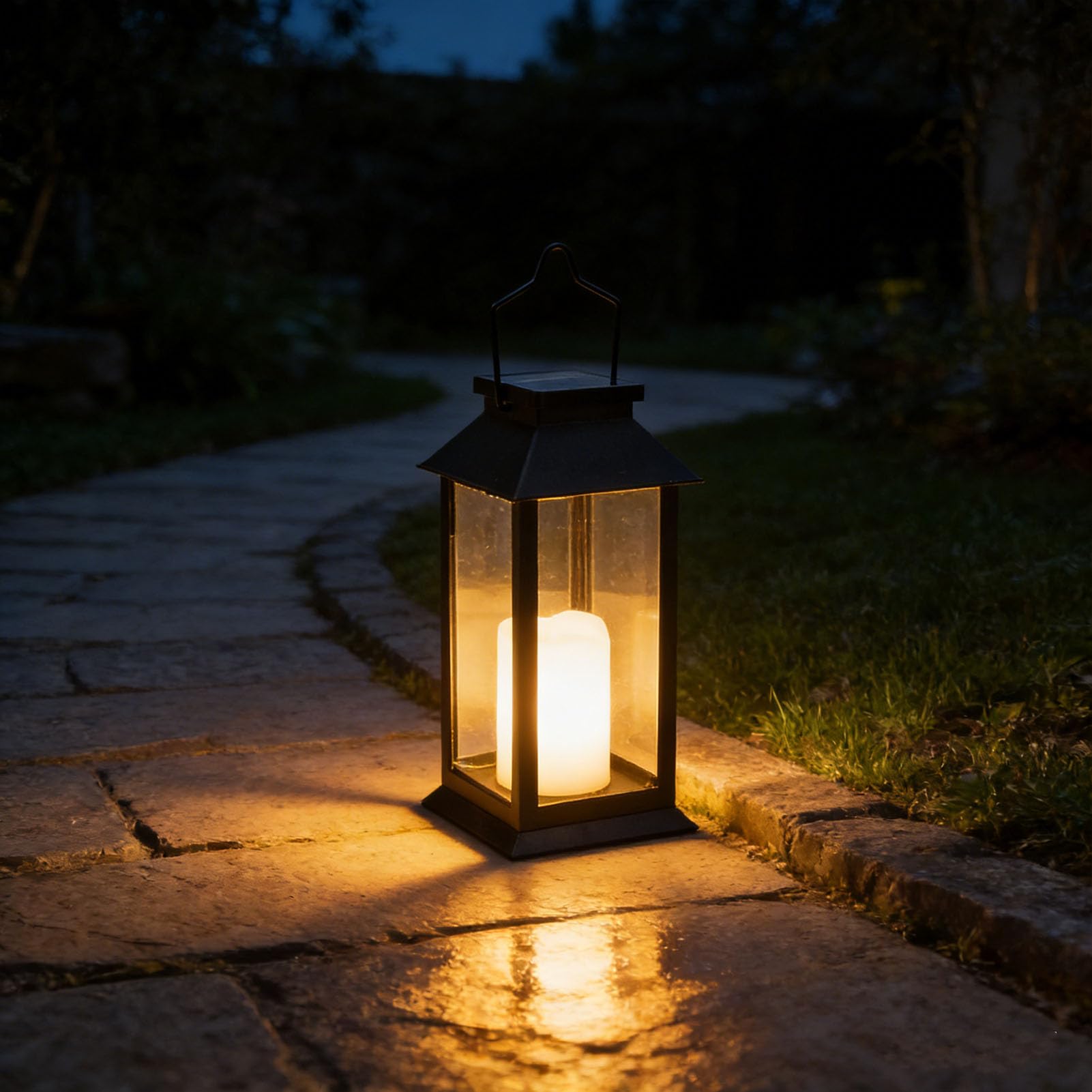 2pcs Lanterne Solari da Esterno con Candela LED Sfarfallegiante, Lanterne