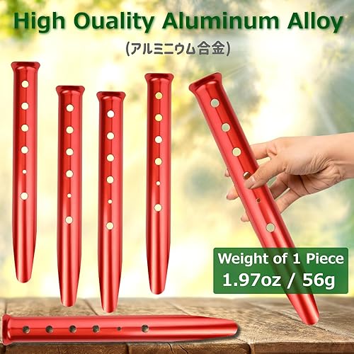 Miniatura 3 de Azarxis Estacas de aluminio para tienda de campaña de arena de nieve, clavos de suelo ligeros y resistentes para playa, toldo, camping, senderismo,