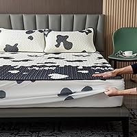 Vista 15 de Sábana bajera ajustable tamaño King, sábanas de látex fresco de verano, cubrecolchón con estampado de dibujos animados para habitación de los niños