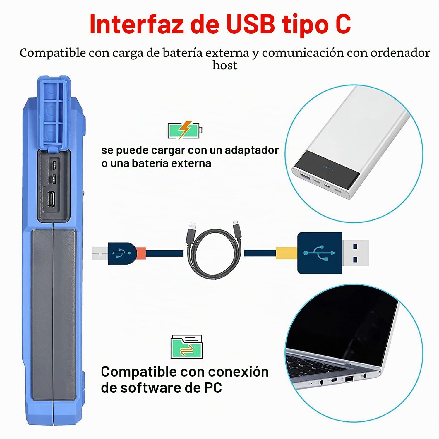 Osciloscopio digital portátil para automoción, 2 canales, ancho de banda de 40 MHz, frecuencia de muestreo de 250 MSa/s, 20 000 cuentas, 3 en 1, voltaje, corriente y condensador (HDS242S)