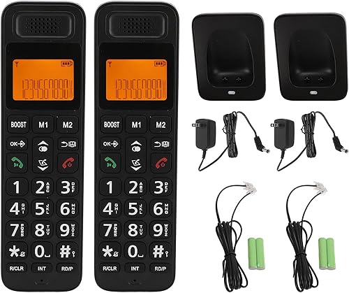Miniatura 9 de PUSOKEI Teléfono inalámbrico con DECT 6.0, altavoz dúplex completo con pantalla LCD, teclas grandes, teclado iluminado, bloqueo de llamadas, aumento