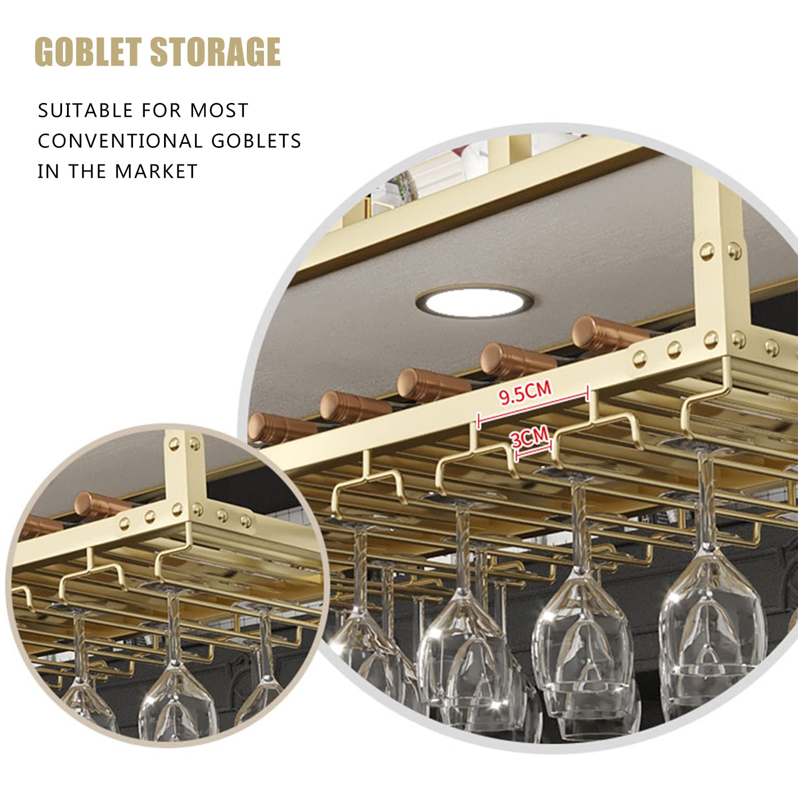 Portabottiglie da soffitto con 2 luci - Portabottiglie e portabicchieri Scaffali galleggianti Piante moderne Foto Bottiglie di vino Espositore Scaffale per cucina Sala da pranzo Home Bar