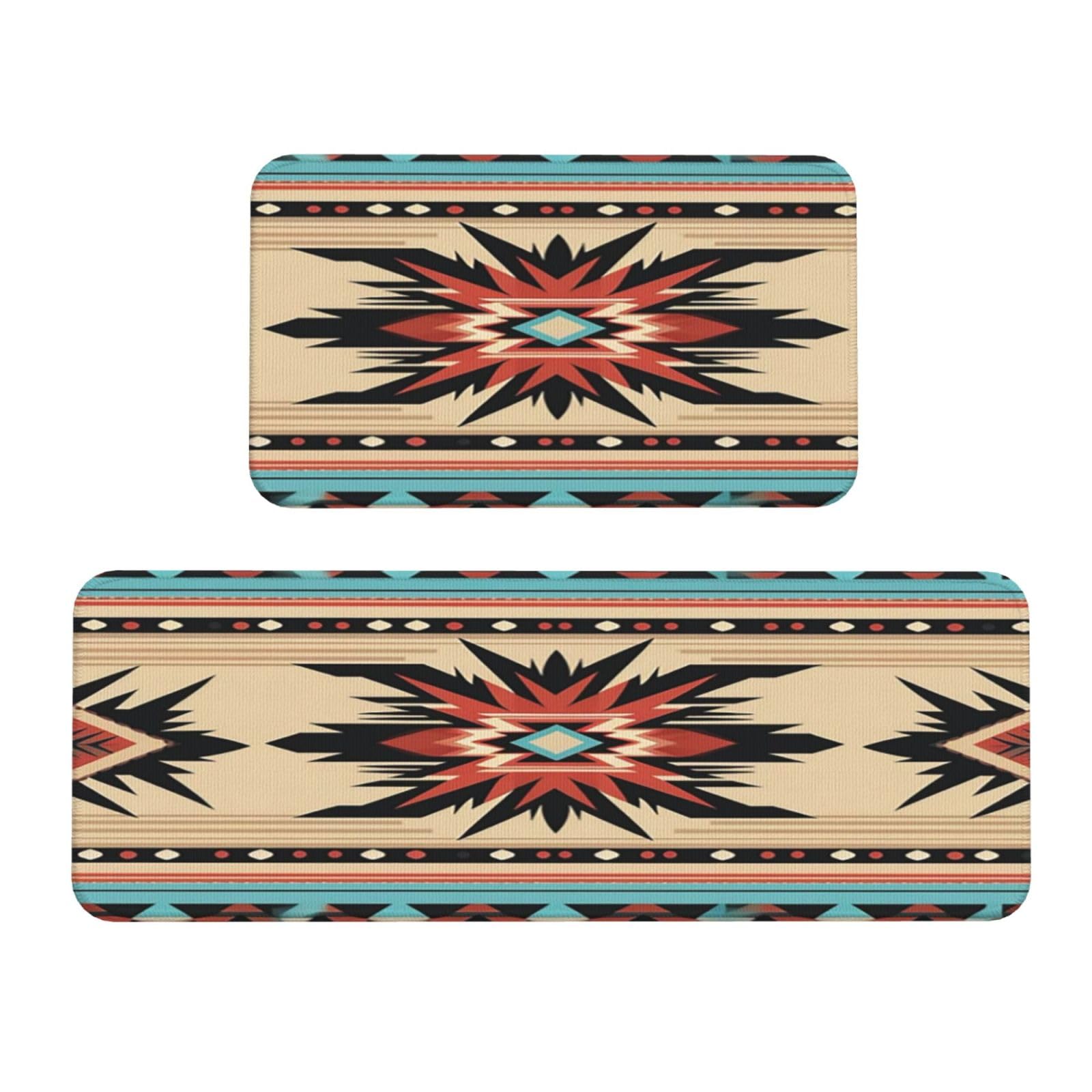Tapis de cuisine anti-fatigue à motifs amérindiens en velours, lot de 2