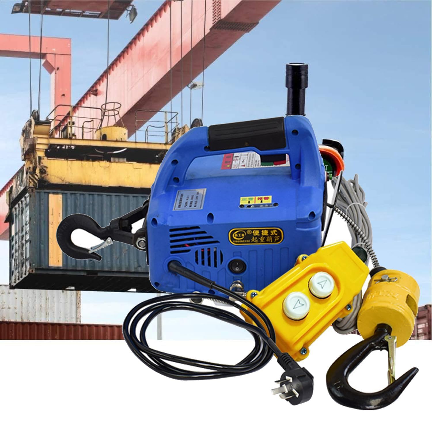 Polipasto eléctrico 3 en 1 con triple control y motor de 1,5 kW