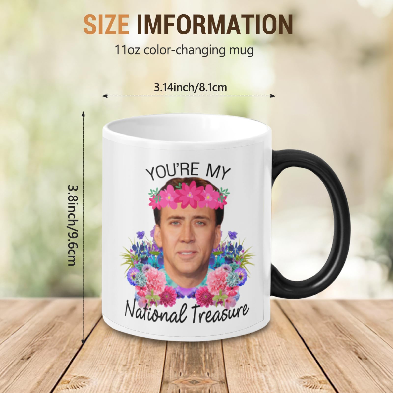 WECE You're My National Treasure Morphing Coffee Mug Heat Reveal Color Change Mug Gift Idea 11 Ounces
