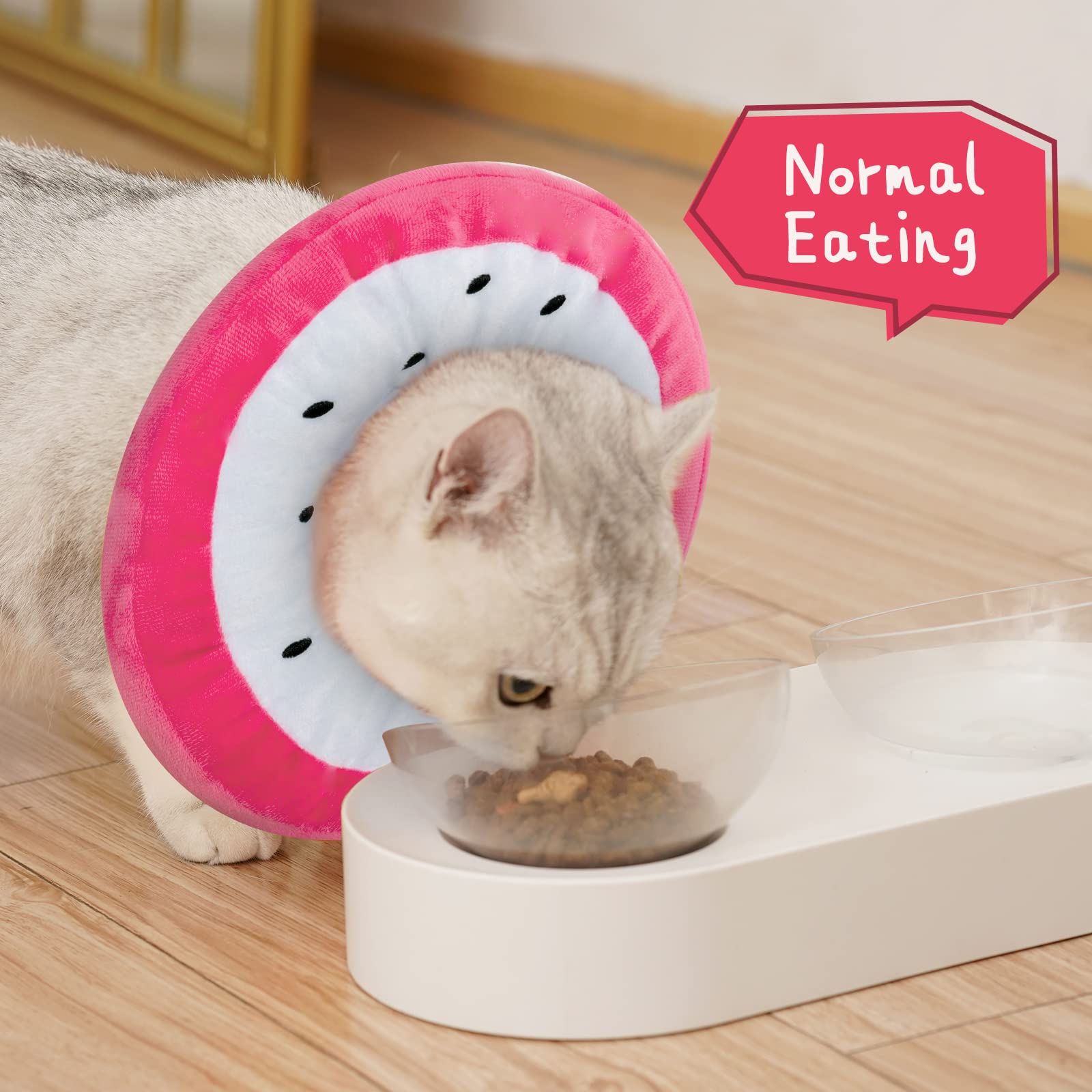 ANWA Elizabethan Cat Collar Adjustable Soft Cute Cat Recovery Collar Surgery Recovery Collar for Kittens, Dragonfruit - Image 3