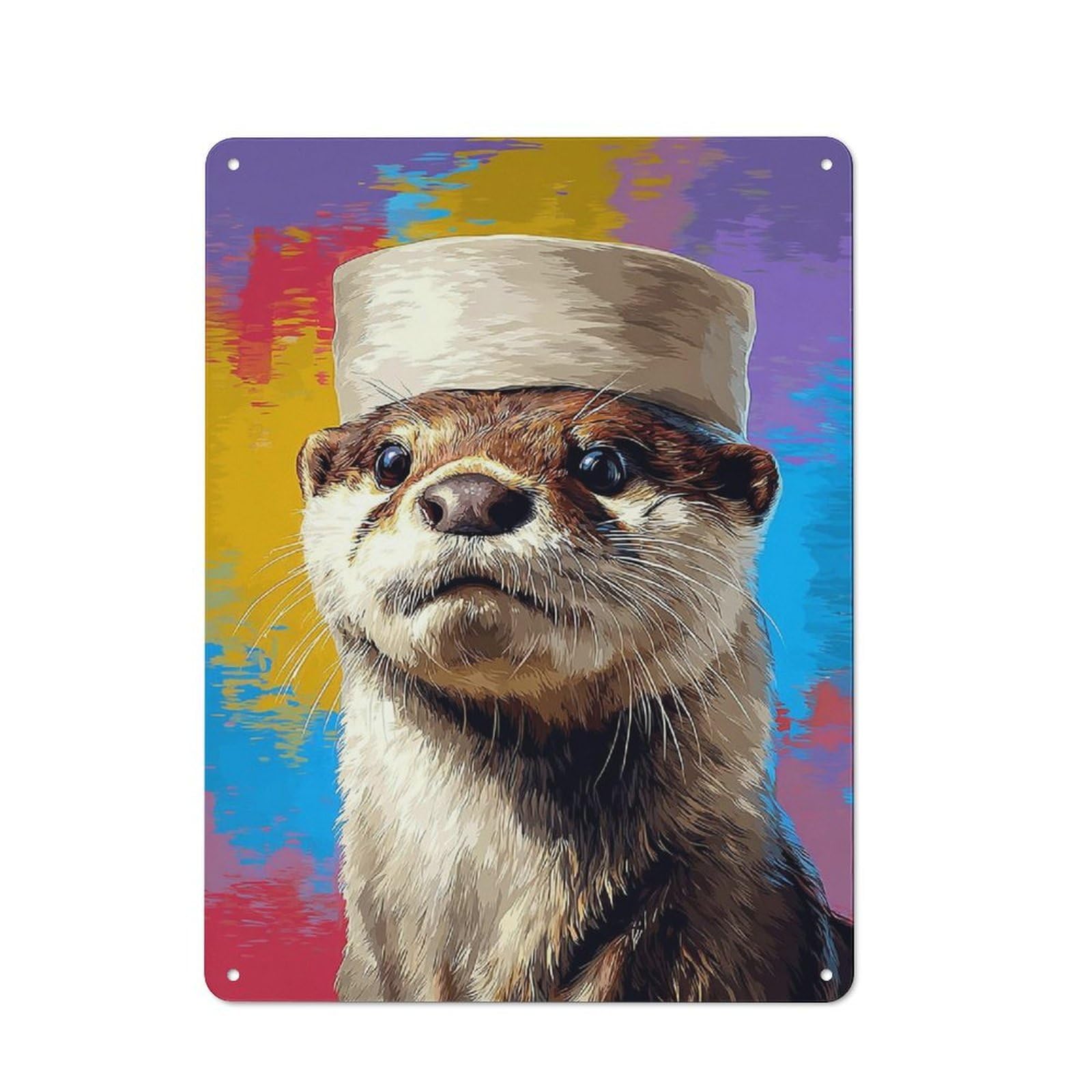 Junmoney Colorful Otter Portrait Tin Sign 40X30cm With For Workshop Wall, Retro Decor, For Vintage Wall Decor Fans, For Garage And Workshop Walls