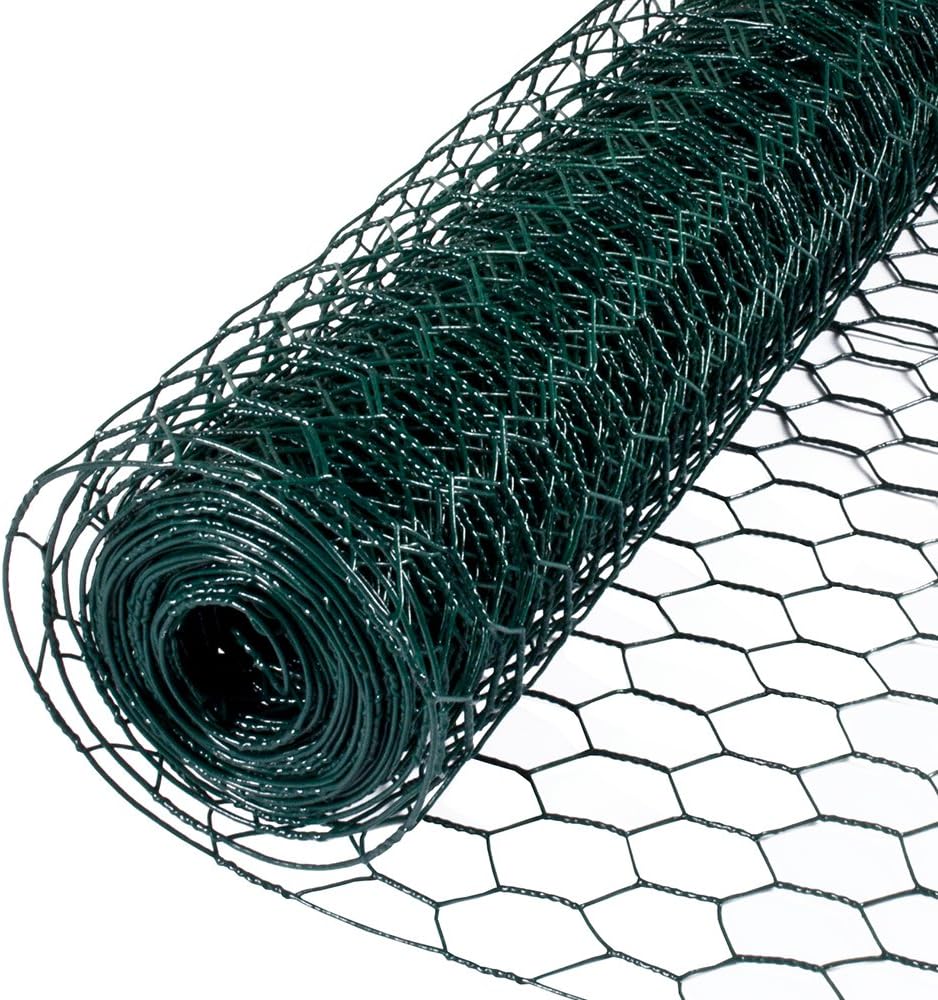 YARDGARD – 1 in. Twisted Mesh Wire Fence – 24 in. x 25 ft. Green PVC Coated Steel – for Poultry Netting | Rabbit Fencing | Garden Protection and Plant Support